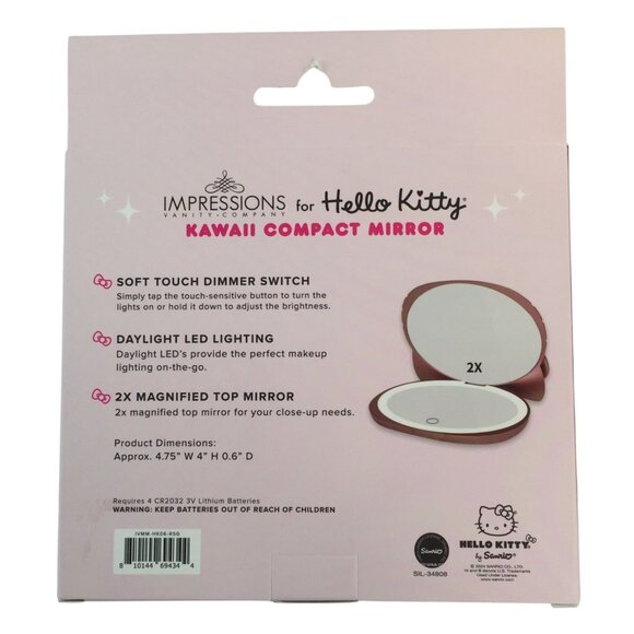 Impressions Hello Kitty Kawaii LED Compact Mirror Rose Gold Sanrio New - Picture 2 of 5